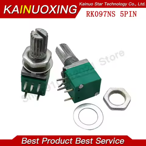 10PCS RV097NS 5Pin With Switch Sealed Audio Potentiometer B5K B10K B20K B50K B100K B500K Single Line
