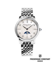 Frederique Constant นาฬิกาข้อมือผู้หญิง Quartz FC-206MPWD1S6B Moonphase Diamonds Slimline Ladies Watch