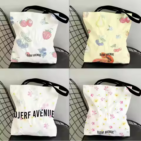 Summer Berries D-Djerf Avenue Storage Bags Canvas Double-Sided Print Shopping Bag Large Capacity Aes