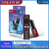TV98 ATV 8K Allwinner H618 Tv Stick 2.4/5G Wifi BT5.0 2Gb 16Gb Android 14.0 Smart Media Player Tv St
