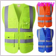 QUYPV เสื้อกั๊กบุรุษ Hi Vis VIZ Excelive เสื้อกั๊กเสื้อตาข่ายสะท้อนแสงมองเห็นง่ายกระเป๋าหลายใบมีแถบสะท้อนแสงฤดูร้อน Vestl APITV