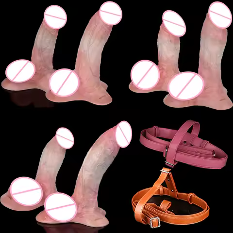 SXXY Highly Simulated Double Layer Dildos Strap On Silicone Soft S/M Size Anal Plug Vaginal Anus Dil