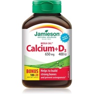 Jamieson Mega Cal Calcium 650 mg with Vitamin D3 400 IU, High Absorption, 5 Calcium s, Supports Bone