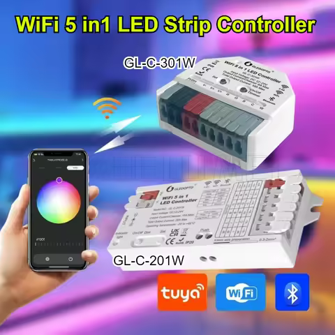 WiFi Bluetooth GL-C-301W/201W GLEDOPTO 5 in1 LED Strip Controller Mini RGBCCT RGBW WWCW Dimmer Tuya 