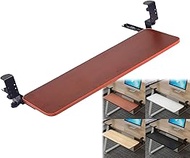 No Drilling Keyboard Tray, Under Desk Slide-Out Platform with Mouse Pad, Clamp-on Design Supports 25
