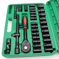 Set Soket 32 Keping Soket Keluli Vanadium Chrome Tali Pinggang Biru Soket 32 Keping Set Alat Gabunga