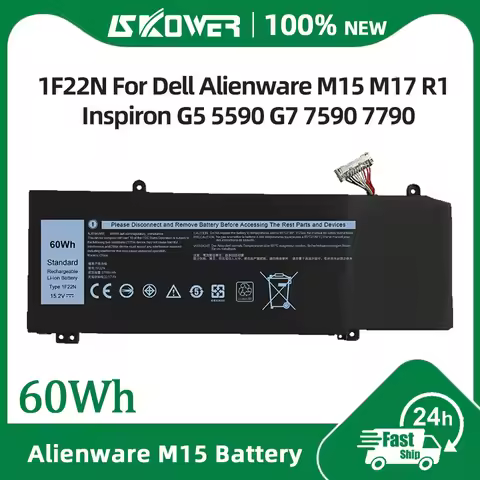 SKOWER 60Wh 1F22N Laptop Battery For Dell Inspiron G5 5590 G7 7590 7790 Alienware M15 M17 R1 P79F P3