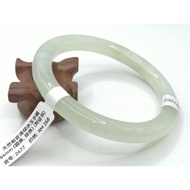 B2477 - Natural Serpentine Jade Bangle 64mm (Thin strip,Round strip) (with certificate) 天然岫岩浅绿冰玉手镯 64mm (细条,圆条) (附证书)
