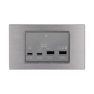 【易智快充】92W USB 快充插座面板(3/3 92W USB快充)金屬亮銀