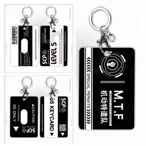 SCP Foundation Cosplay Game Card Set Access Control Key Chain Student Bus Meal Card Keyring Accessor