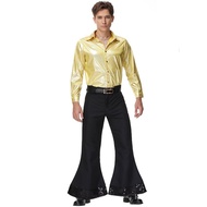 ✨24 Hours Delivery✨B Halloween Costume Adult Retro Gold European American 70s Disco Sequins Bar Nightclub Party Costume