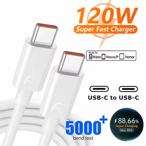 6A 120W 100W 88W 65W SuperCharge USB C to Type C Cable Fast Data Sync Cord 0.25/1/1.5/2 m For Huawei
