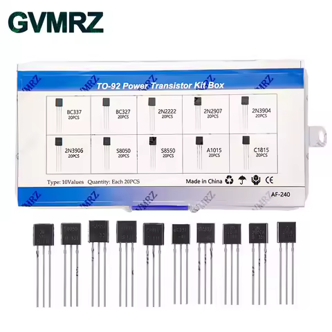 200PCS 10Values TO-92 Power Transistor Kit (BC337/2N2222/S8050 etc.) for Arduino DIY Electronic Proj