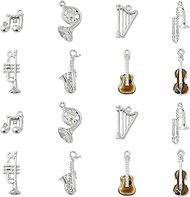 16 pcs 8 Styles Music Elements Charms Alloy Enamel Musical Instrument Notes Guitar Violin Pendant Ch
