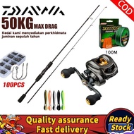 DAIWA Fishing Full 1 Set Casting Fishing Rod M Power 7.2:1 Gear Ratio Casting Fishing Reel Left/Righ