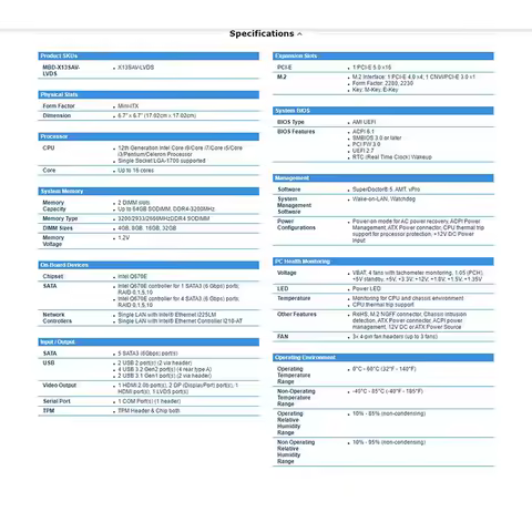 LGA-1700 Support 12th Generation Core i9/i7/i5/i3 DDR4 X13SAV-LVDS Embedded Motherboard Q670E