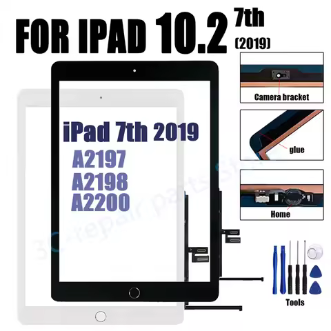 LCD Outer Touch Screen For iPad 7 8 10.2 2019 A2197 A2198 A2200 Touch Glass Screen Digitizer Conecto