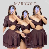 Marigold Padded Bra Top and with Skirt Summer Coords in Bark Crepe Fabric Fits XS to MEDIUM