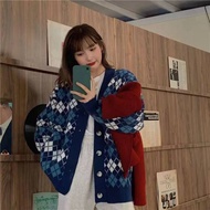Korea argyle Cardigan knit sido