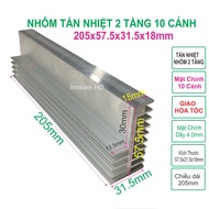 2-stage 10-blade aluminum heatsink 205x58x32mm long - LinhKien HD