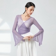 Classical Dance Gauze Chinese Dance Costume Chinese Dance Practice Costume Female Rhyme Top Folk Dan