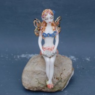 Porcelain Nude girl Figurine Fairy butterfly Art dolls Elf sculpture Shelf decor