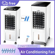 WHH Cooler fan, air conditioning fan, wide-angle air supply, 360 ° universal wheel, 8L water tank, 3-speed wind speed, display screen 8-hour timing, safe and cool, suitable for living room, bedroom, office, etc,white, mechanical, remote control