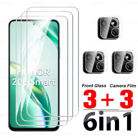 Honor200Smart Case 6in1 HD Tempered Glass Screen Protector For Honor 200 Smart 5G X7c 4G Screen Glas