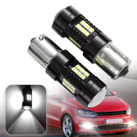 2Pcs White Canbus P21W 1156 BA15S LED Light Bulb For VW 09-14 Polo Mk5 Gti 6R Passat B7 Skoda LED DR