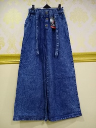 SAGITA FASHION - CELANA KULOT LIPAT PINGGANG KARET - PINGGANG TALI DAN VARIASI KANCING - BAHAN JEAN