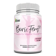 Boric Acid Vaginal Suppositories - 30 Count, 600mg (RECOMMENDED DOSAGE) - 100% Pure Made in USA