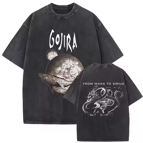 Washed Vintage Metal Rock Band Gojira T-shirt From Mars To Sirius T-shirts Men's Women Gothic Punk O