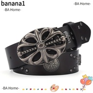 BA Leather Belt, Hip Hop Skeleton Head Bohemian Style Belt, Fashion Punk Inlaid Waistband Y2K Style