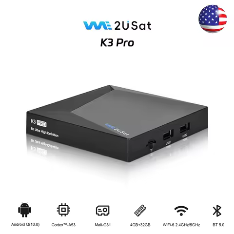 We2uSat K3 Pro 6K HDR Android Q (10.0) TV Box H.264/H.265 10bit Build in WiFi-6 2.4GHz/5GHz+BT 5.0 4