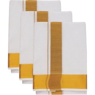 8x4 (8 MOHLAM) Gold Jari White Veshti/Dhoti with Thundu Set/Cotton Veshti