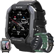 Smart Watches for Men- 5ATM/IP69K Waterproof Fitness Tracker Smart Watch with Heart Rate Blood Pressure Monitor Watch- 1.71" Tactical Military Sports Smart Watch for Android iPhones (Black)