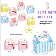 12 Pcs Cats birthday goodie bag cat gift box candy boxes cookie box