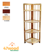Kệ góc tường bằng gỗ 4 tầng gỗ cao su cao 120cm - Kệ gỗ 4 tầng