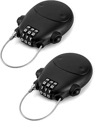 QWORK 2 pieces of cable lock with 3 number discs, 77 cm steel cable, for bicycles, motorcycles, lugg