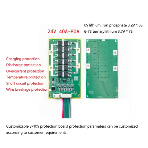 BMS 80A 40A 6S 7S 8S Lithium Lifepo4 Battery Protection Board 19.2V 22.2V 25.9V Charge Discharge Pro