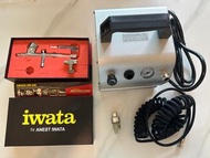 岩田  iwata HP-CR Revolution 0.5mm 噴槍 日本製 與 Iwata Silver Jet 110-120V IS50 小型空壓機