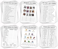 1934 Birthday Party Games, 90th Birthday Games Cards, Birthday Cards for Adults, 30 Birthday Game Ca