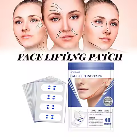 40 Patches Lifting Face Stickers Waterproof V Face Makeup Adhesive Transparent Face Patches Invisibl