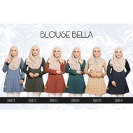 BELLA MUSLIMAH BLOUSE LABUH BAJU MENYUSU POCKET BLOUSE OFFICE BLOUSE CHECKERED BLOUSE PETAK BERKOTAK