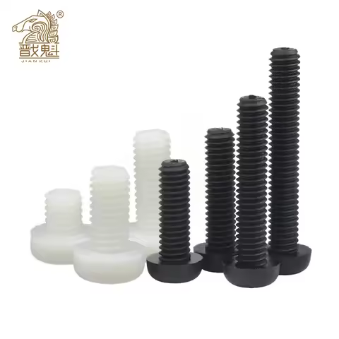 10/50X M2 M2.5 M3 M4 M5 M6 M8 Metric Threaded Black White Nylon Plastic Phillips Pan Head Cross Roun