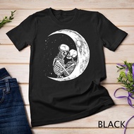 Skeleton Kissing Silhouette Moon Valentine Skull Funny T-Shirt