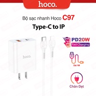 Hoco C97 Typec to IP PD20W 3.0A fast charger with USB and Type-C ports, for iPhone 7/8/X/11/12, 1M l