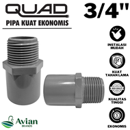 QUAD SOCK DRAT LUAR 3/4 AW INCH QUAD SDL 3/4 AW INCH SAMBUNGAN LURUS DRAT LUAR 3/4 INCH QUAD VALVE