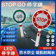 Handheld Stop Sign Stop Sign Traffic Rainproof Warning Light LED Sign Traffic Charging Stop Double-S