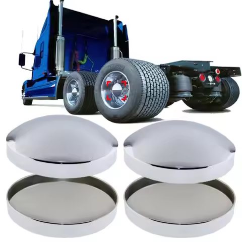 4 pcs Chrome 8 Inch Hub Dome Metal 8" Semi Truck Hub Covers Axle Cap Covers Set for Semi Truck Hub C